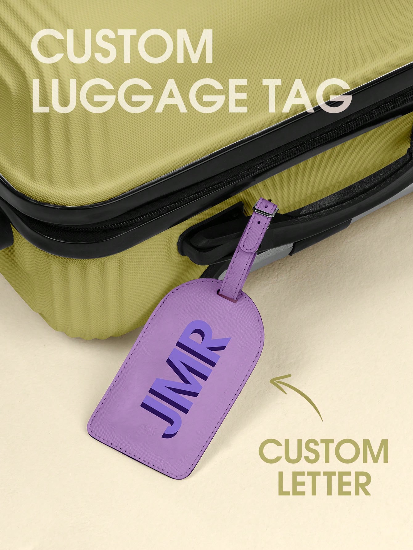Travel Accessories Unique - パーソナライズされたイニシャルラゲッジタグ カスタムレターPUレザー旅行バッグタグ UVプリントスーツケースIDラベル 旅行ギフト 女性男性向け
