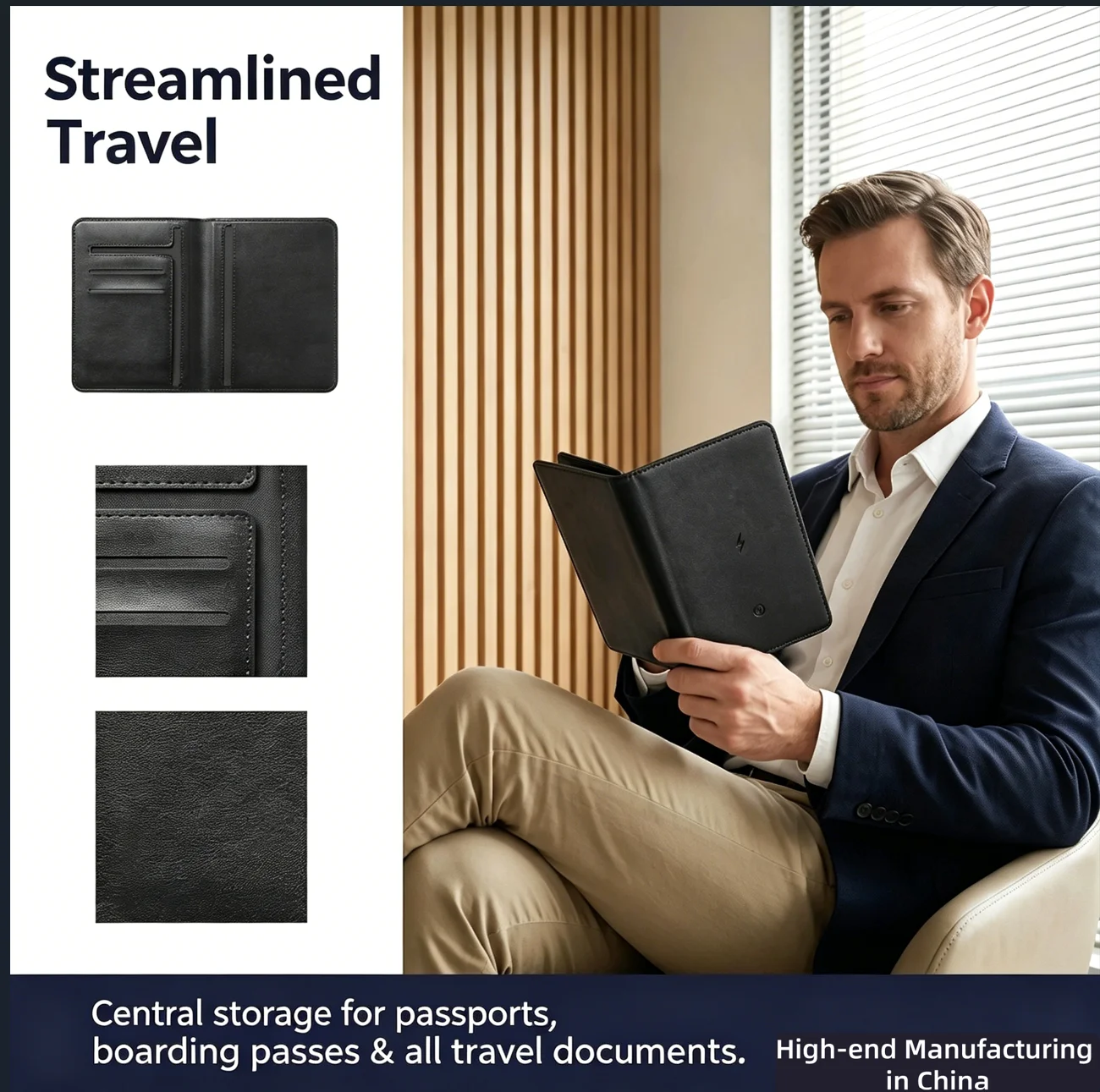 Travel Accessories Apple - スマートパスポートウォレット パスポートホルダーカバー Appleの「探す」機能対応 正確な位置情報取得と追跡防止機能付き