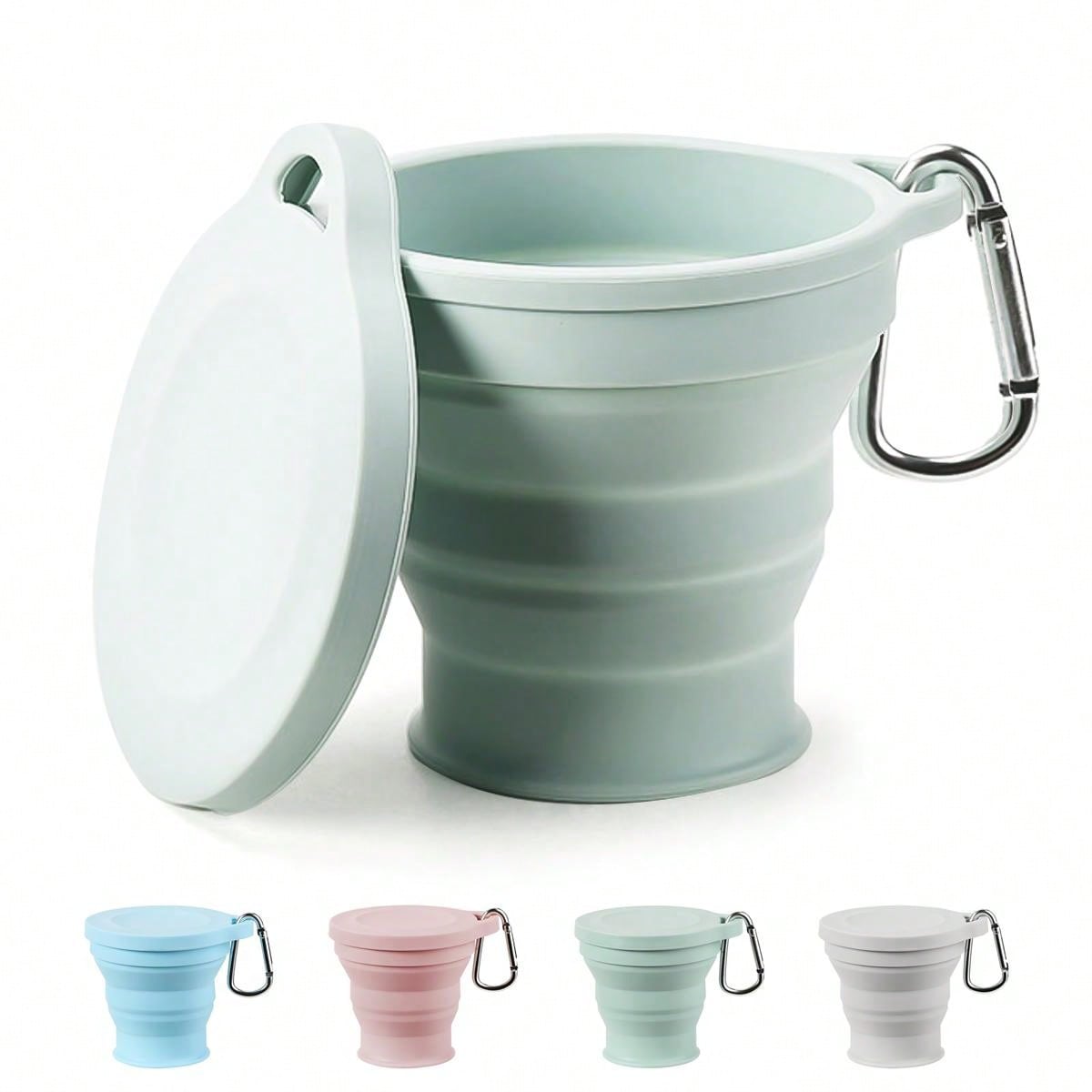 Water Bottle Collapsible - Leeseph シリコン製折りたたみトラベルカップ、折りたたみ式キャンプカップ、再利用可能なポータブルドリンクカップ/マグカップ、ハイキング、アウトドア、旅行用