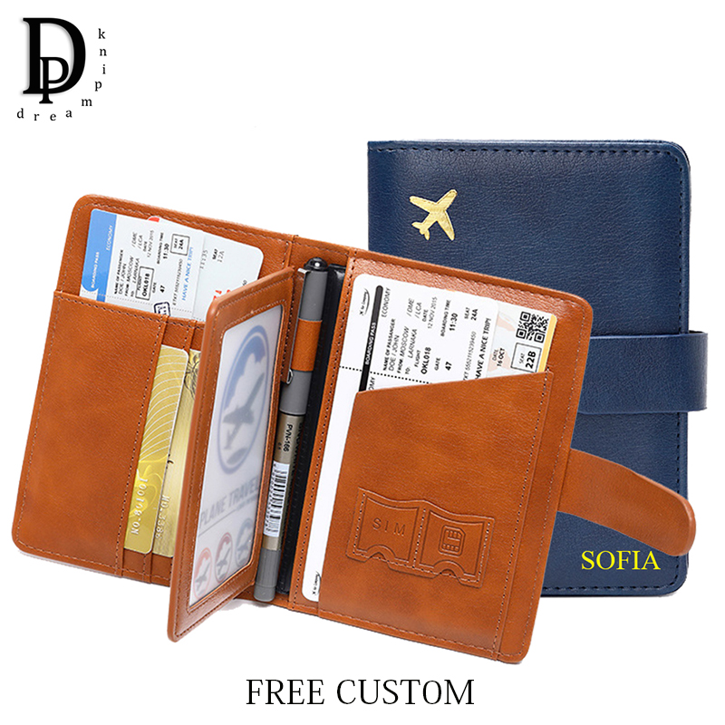 Travel Accessories Passport Holder - カスタムレター旅行パスポート財布ファッション Pu レザー大容量カードバッグ男多機能出張パスポートホルダー