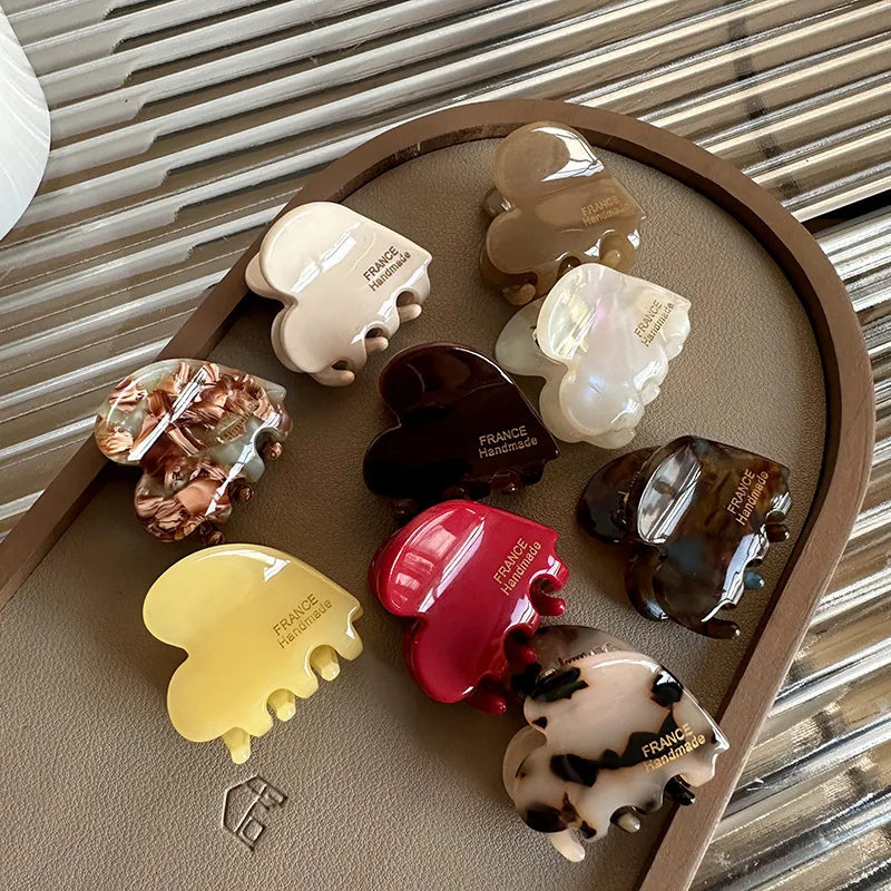 Travel Accessories Girls - 小さなヘアクローアセテートヘアクラブかわいいハート型ヘアクリップ子供女性女の子用ヘアアクセサリーヘアピンクリップ 3.5 センチメートル