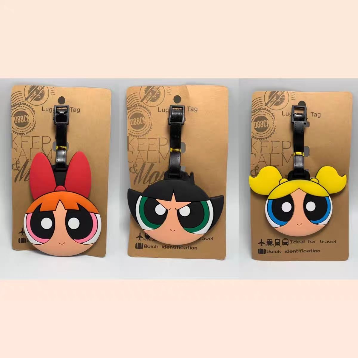 Travel Accessories Girls - アニメパワーパフガールズバッグペンダントかわいい漫画風荷物タグキュートな荷物ペンダントDIYチェックイン紛失防止トラベルホリデーギフト