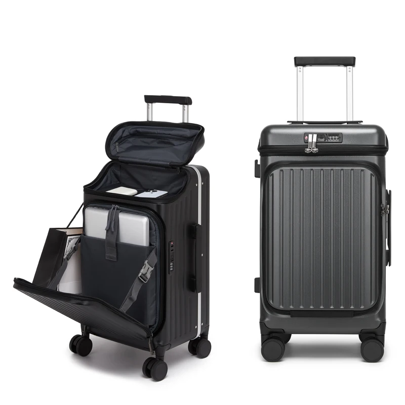 Travel Lock Tsa Approved - 100% PCハードシェル製荷物ケース、フロント＆トップオープニング、スピナーホイール付きスーツケース、TSAロック、ラップトップコンパートメント、機内持ち込みトラベルトロリー