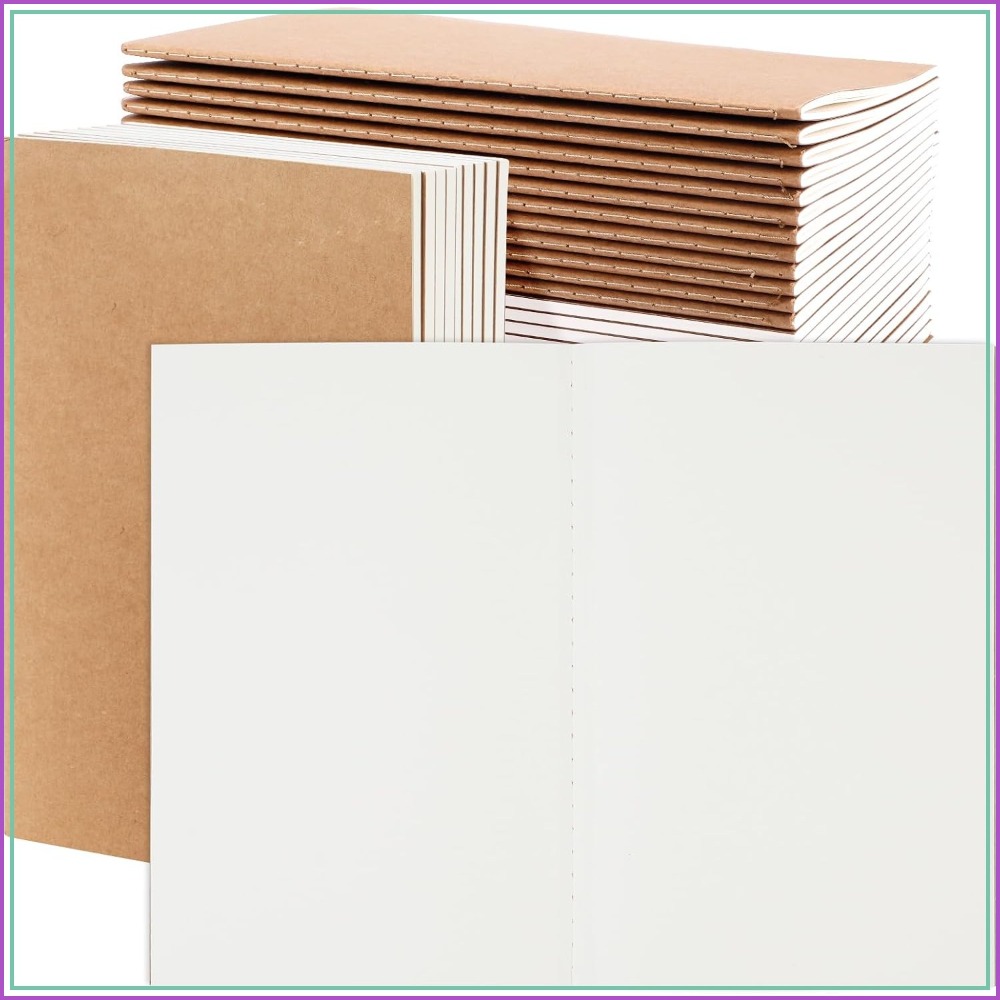 Travel Notebook Journal - 24冊入りA5無地クラフトノートブック（ジャーナリング、スケッチ、旅行用、各60ページ）