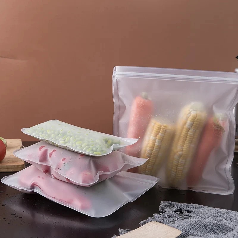 Reusable Zip Bag - 1-4個入りシリコン製食品保存袋、フレッシュバッグ、再利用可能な自立型ジップロックバッグ、漏れ防止食品バッグ、フレッシュラップジップロックバッグ
