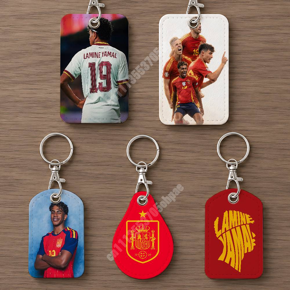 Luggage Tag Leather - スペインサッカー L-Lamine 19 Y-Yamal レザーキーホルダーカードホルダー エアタグ＆荷物タグ用