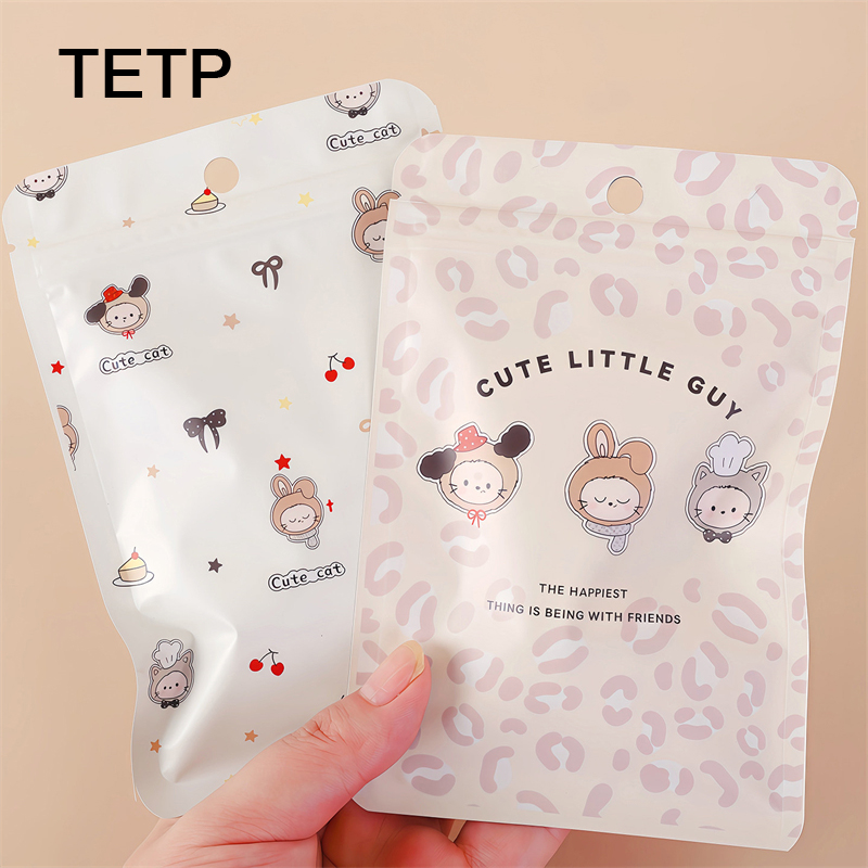 Reusable Zip Bag - TETP 100 個アルミ箔漫画ジップロックバッグハングホール付きパーティー手作りギフト装飾ホームクッキーキャンディ包装好意