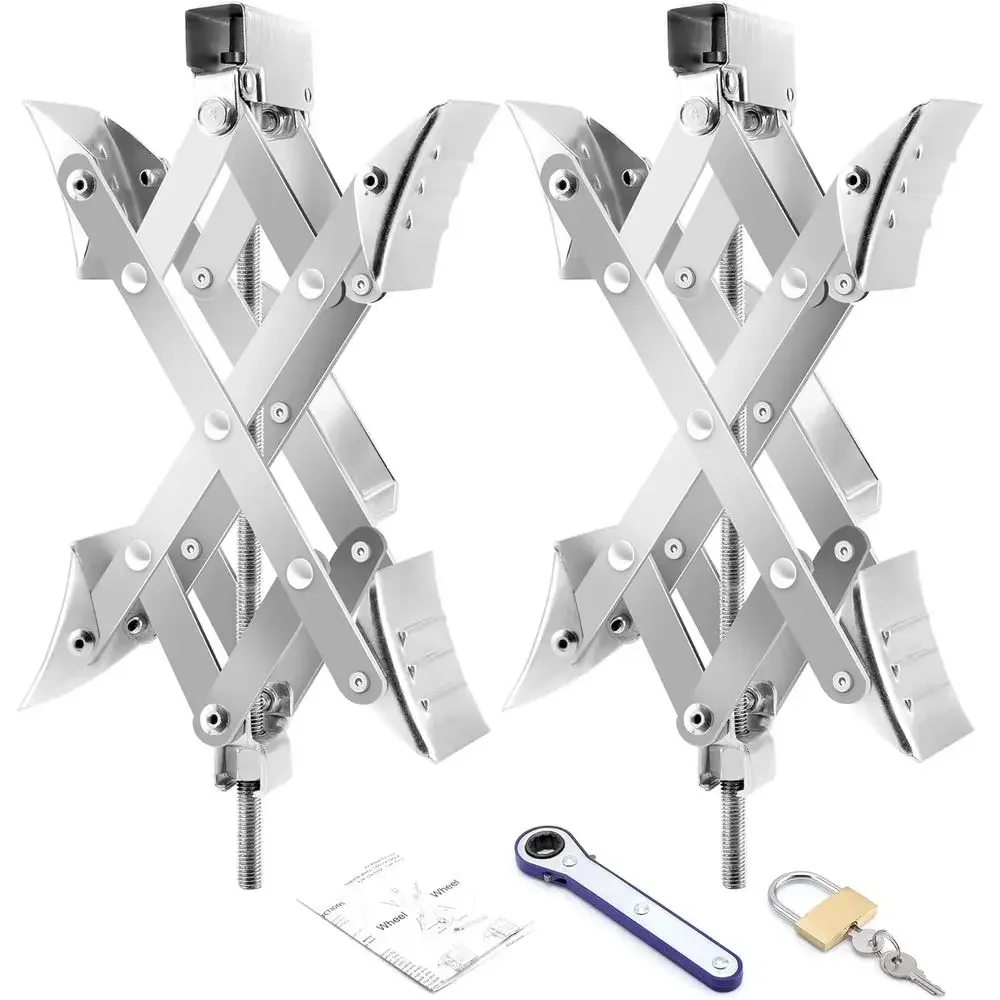 Travel Accessories Us - X型RVホイールチョック 3.25インチから10.5インチのキャンピングカーホイールチョックスタビライザーシザー用アクセサリー付きペア 旅行用トレーラー、大型トラック用