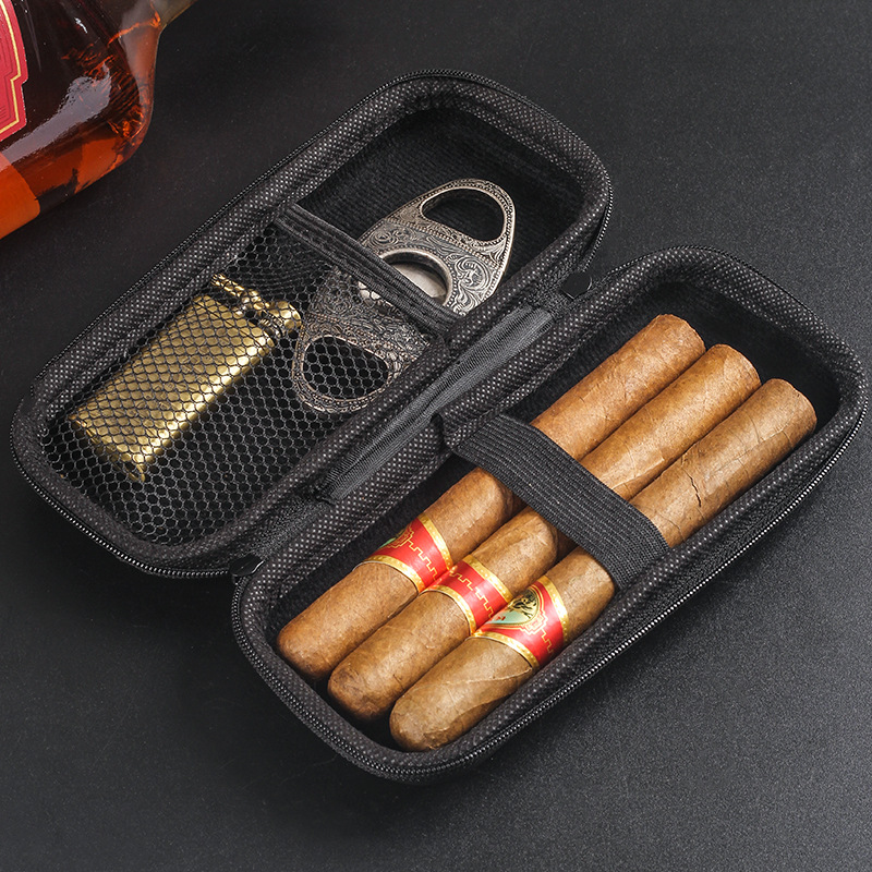 Travel Accessories Us - 1個入り ポータブルシガー旅行ケース EVA 軽量シガーホルダーバッグ ジッパー付きキャリングケース シガーアクセサリー用