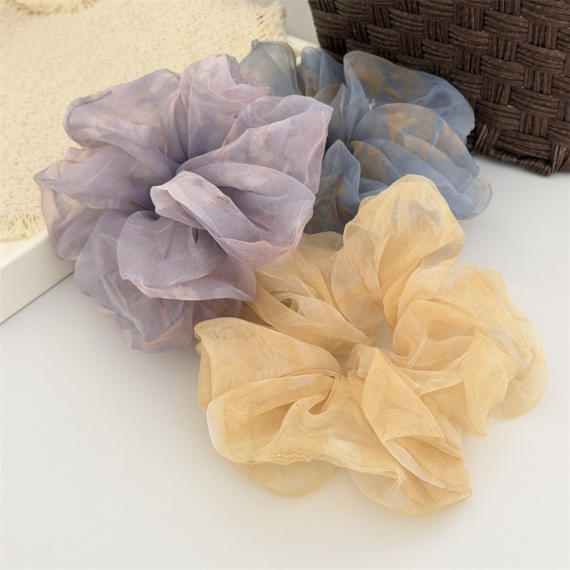 Travel Accessories Girls - 1Pc ヘアシュシュ特大オーガンザタイダイ薄手の弾性ヘアバンドポニーテールホルダー女性ガールズファッションヘアアクセサリー