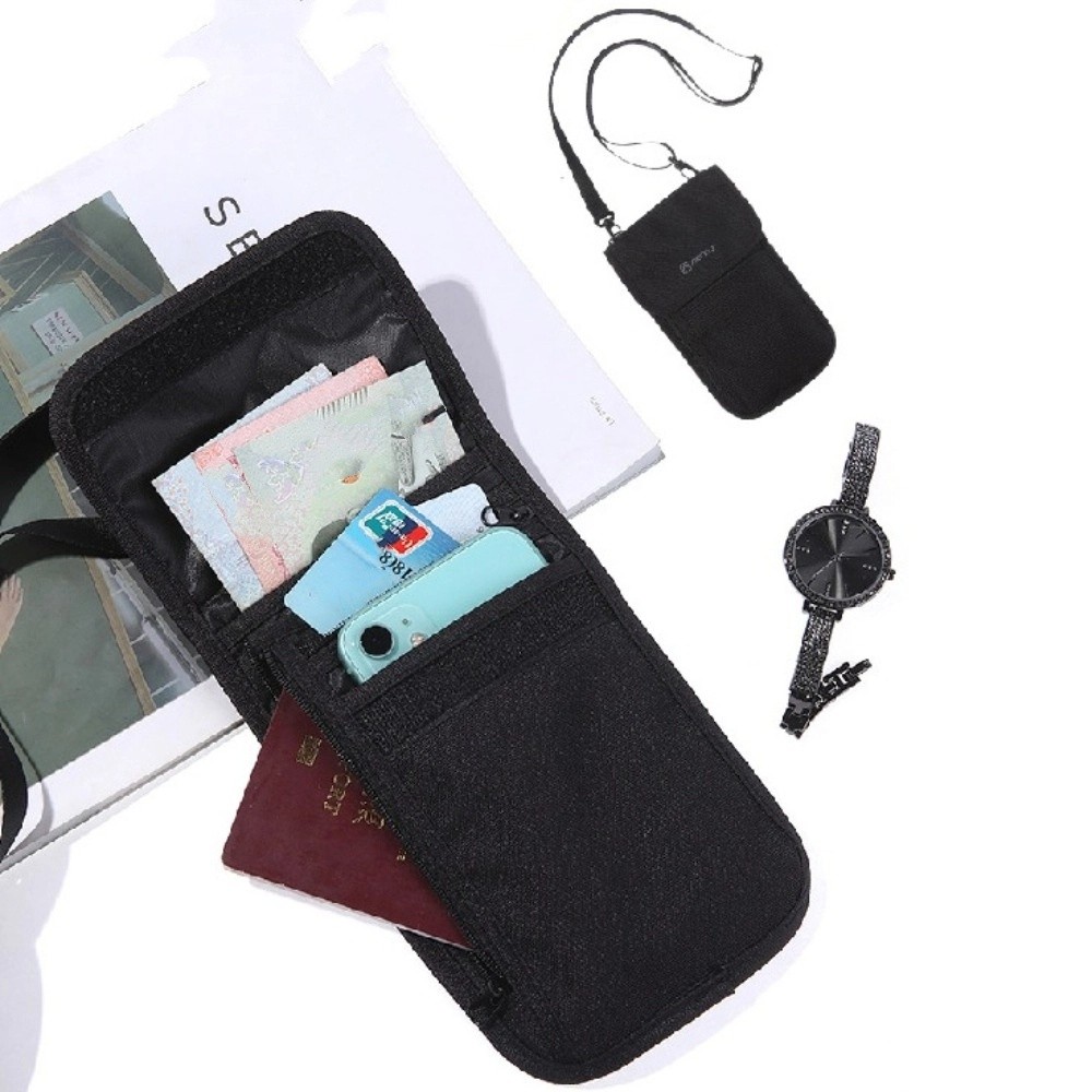 Travel Accessories Passport Holder - ポータブルトラベルアクセサリー トラベルウォレット ナイロン カーキ ブラック トラベルネックポーチ