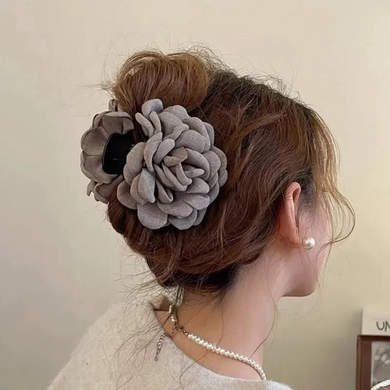 Travel Accessories Girls - フランス生地ローズフラワー髪爪クリップ女性女の子毛クリップバレッタヘアピンヘアクランプ帽子ヘアアクセサリー