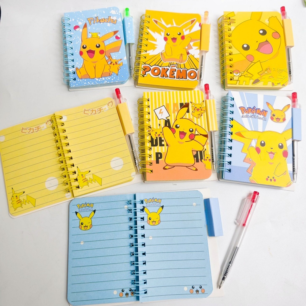 Travel Notebook Journal - かわいいポケモン A7 ワイヤーバウンドノートとペンセット ピカチュウ 小さなメモパッド ポータブルジャーナルプランナー