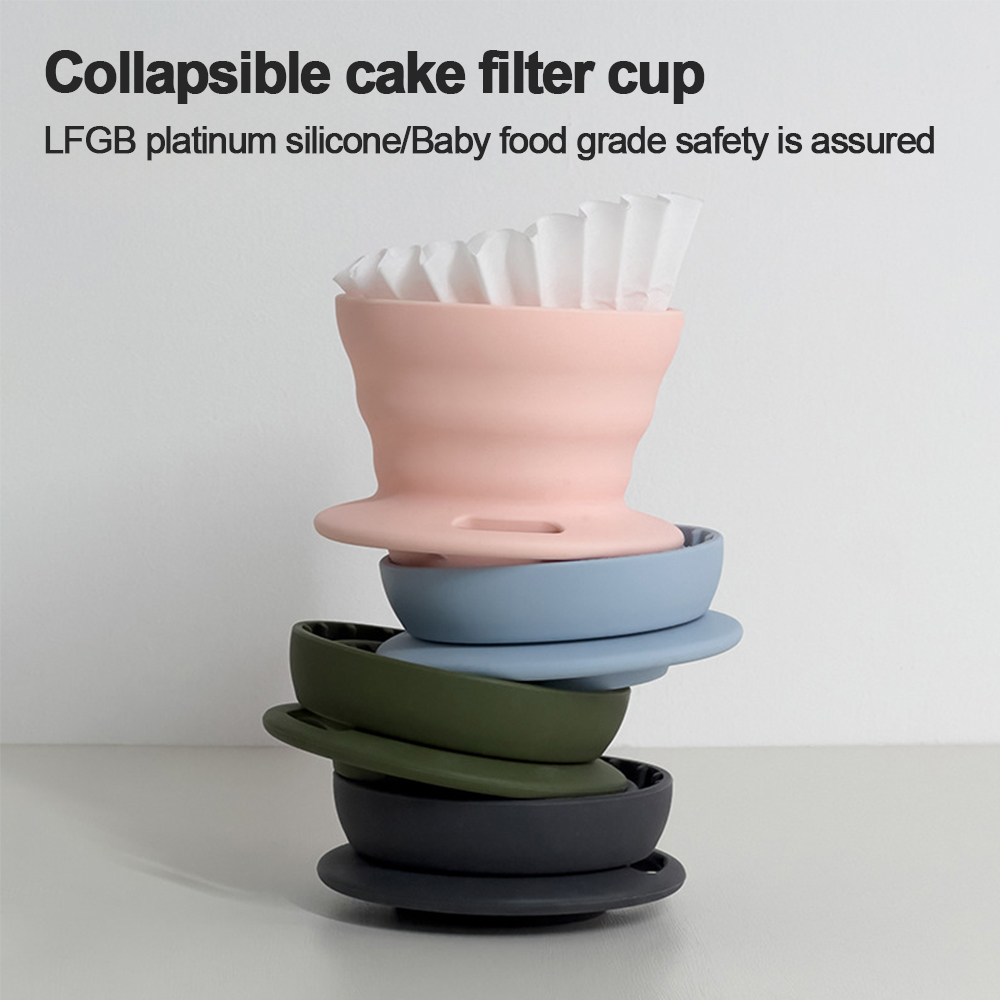 Water Bottle Collapsible - LFGB食品グレード折りたたみ式シリコンコーヒードリッパー – 旅行、オフィス、家庭用折りたたみ式フィルターカップ、LFGB安全認証、2～4カップ用
