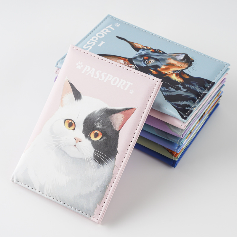 Travel Accessories Passport Holder - 2025年UVカラープリント可愛いペットパスポートホルダー旅行財布パスポートカバーパスポートウォレットIDカードホルダー飛行券ホルダー