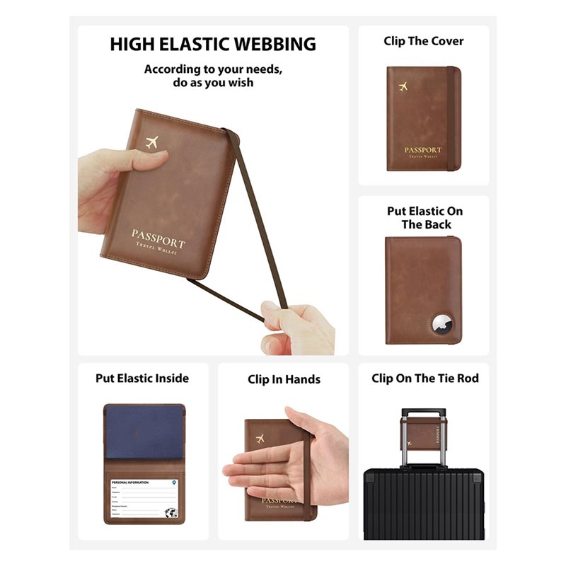 ABRT-エアタグ用RFIDブロッキング機能付きパスポートホ - Travel Accessories Passport Holder のレビューと価格