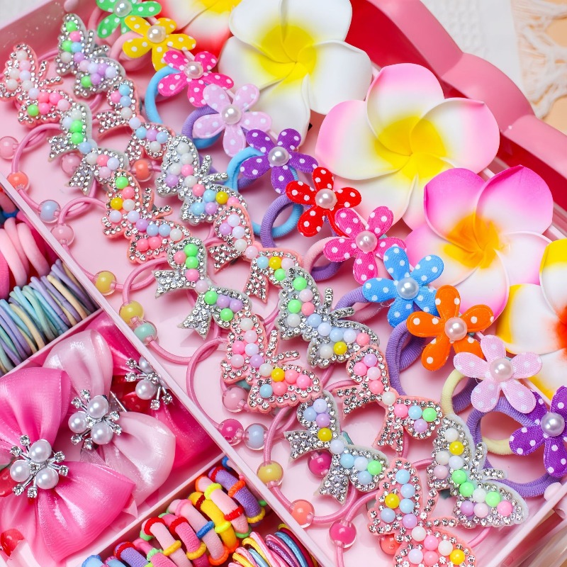 546 個の弓高弾性ヘアアクセサリーセット髪を傷つけないカラ - Travel Accessories Girls のレビューと価格