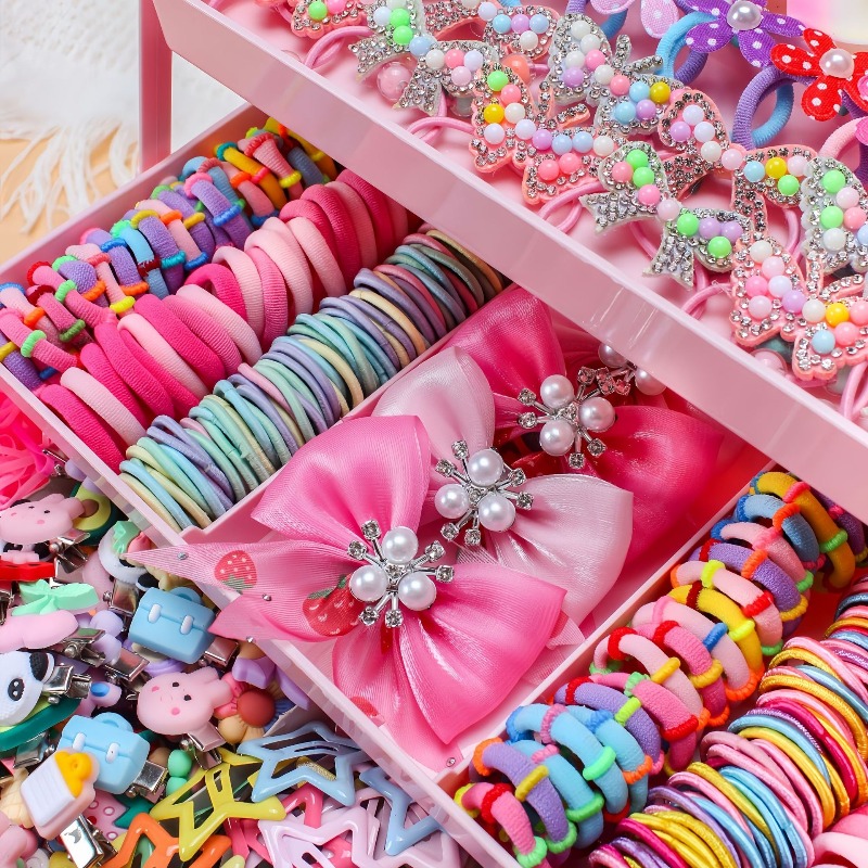 546 個の弓高弾性ヘアアクセサリーセット髪を傷つけないカラ - Travel Accessories Girls のレビューと価格