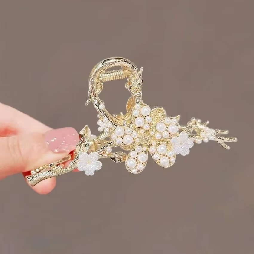 1 個金属ヘア爪パールヘアピンヴィンテージスタイルシルバー髪 - Travel Accessories Girls のレビューと価格
