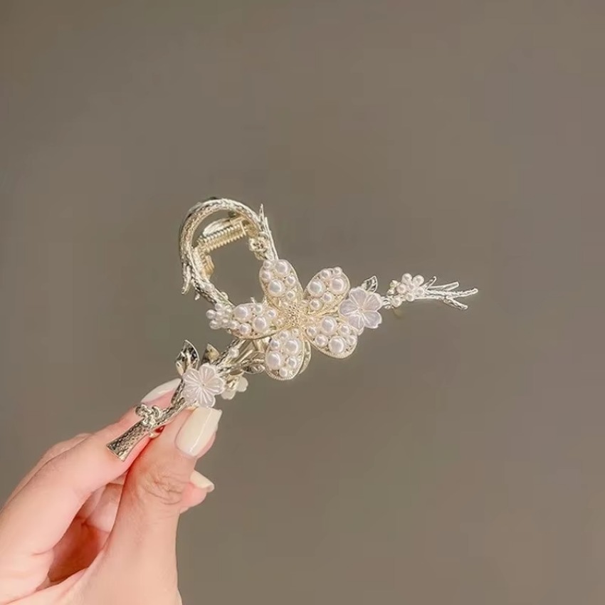 1 個金属ヘア爪パールヘアピンヴィンテージスタイルシルバー髪 - Travel Accessories Girls のレビューと価格