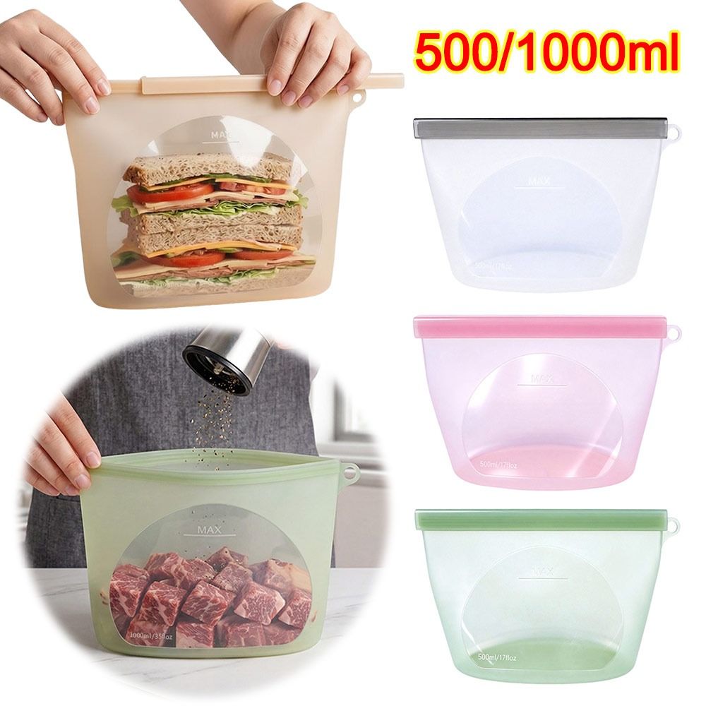 シリコン食品保存袋 防湿鮮度保持食品包装袋 再利用可能なジッ - Reusable Zip Bag のレビューと価格