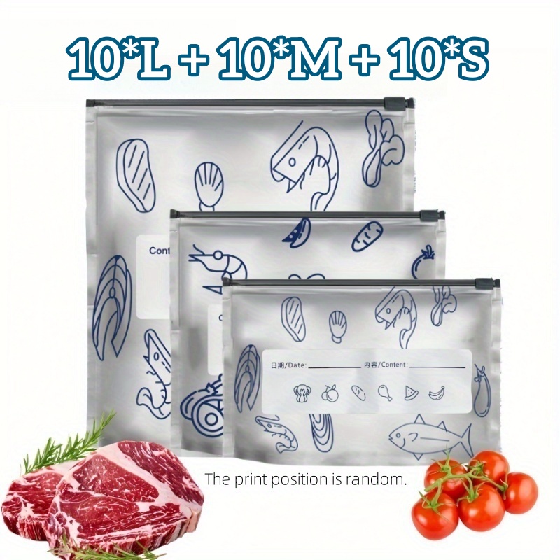 10/60 個アルミ箔保存袋冷凍庫密封オーガナイザー食品包装 - Reusable Zip Bag のレビューと価格