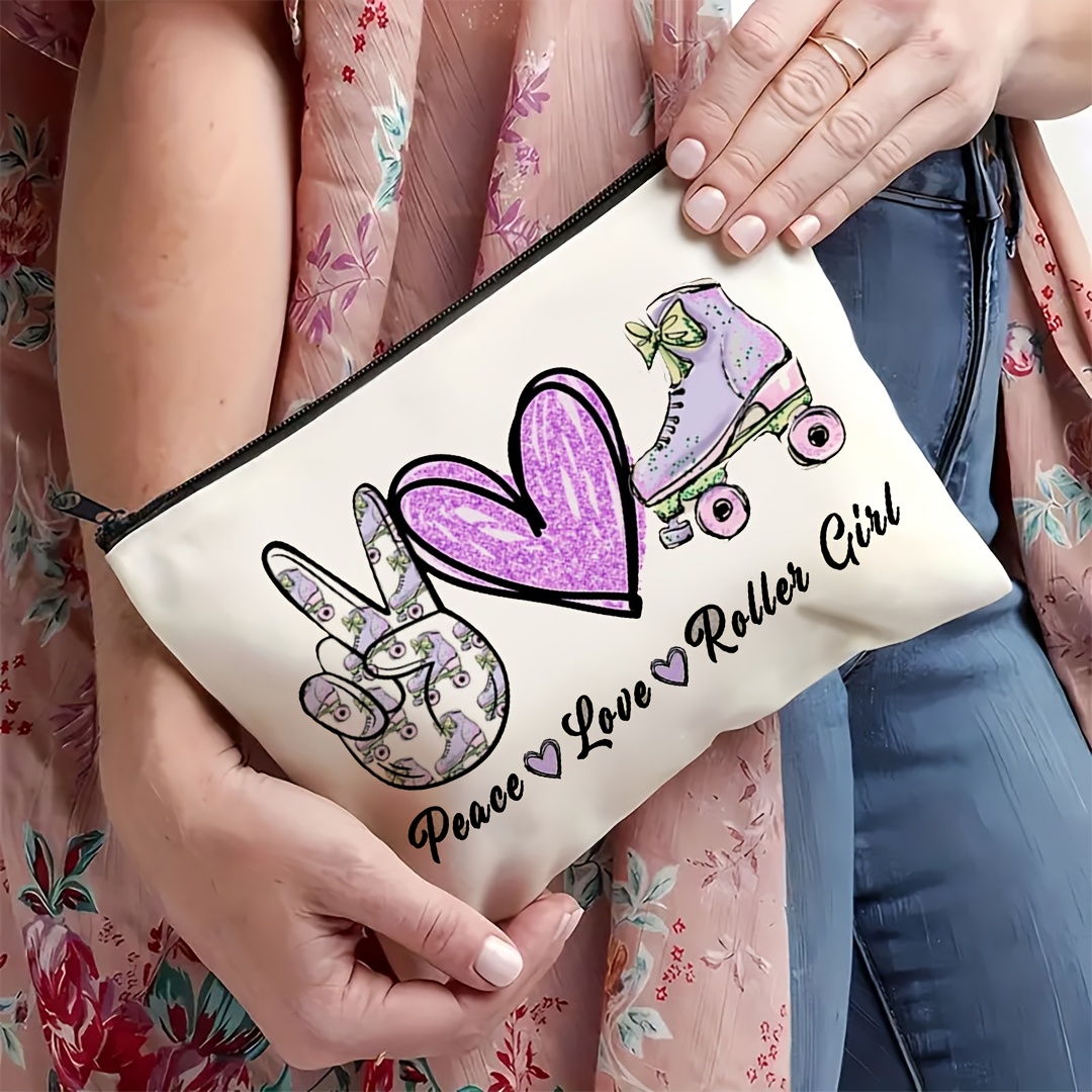1個入り ピース、ラブ＆ローラースケートガール レトロデザイ - Travel Accessories Girls のレビューと価格
