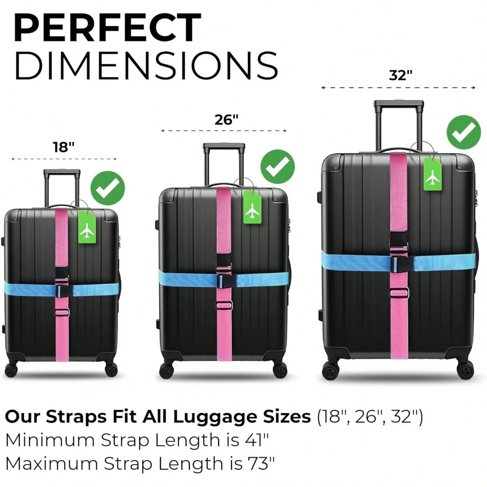 荷物ストラップセット 荷物タグ付き 複数の色の荷物ストラップ - Travel Accessories Unique のレビューと価格