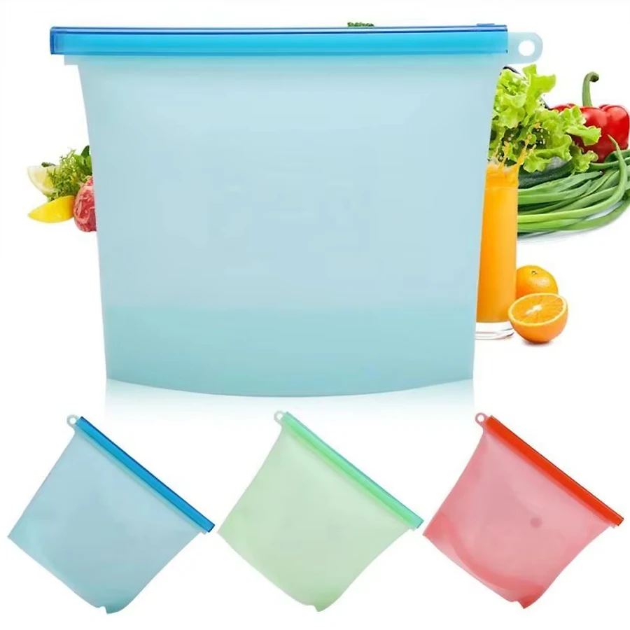 1000ml 再利用可能なシリコン食品グレード保存袋 ジップ - Reusable Zip Bag のレビューと価格