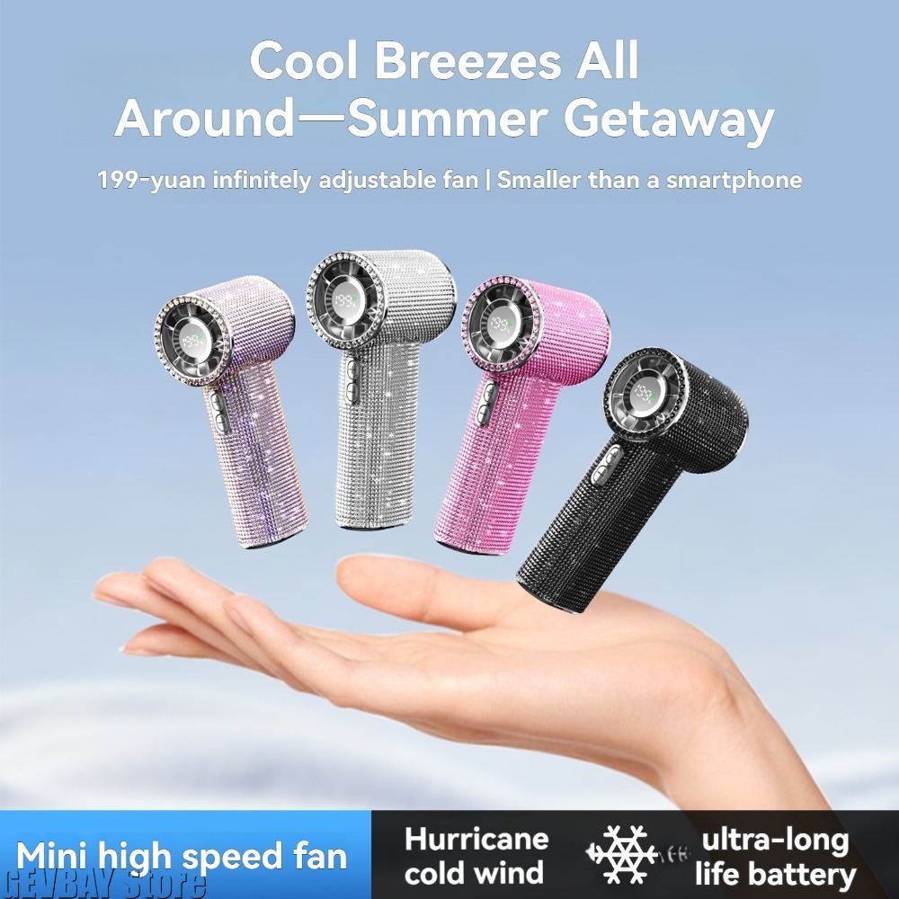 199段階風量調整可能な携帯扇風機、ダイヤモンド装飾の強風ア - Travel Accessories Inc のレビューと価格