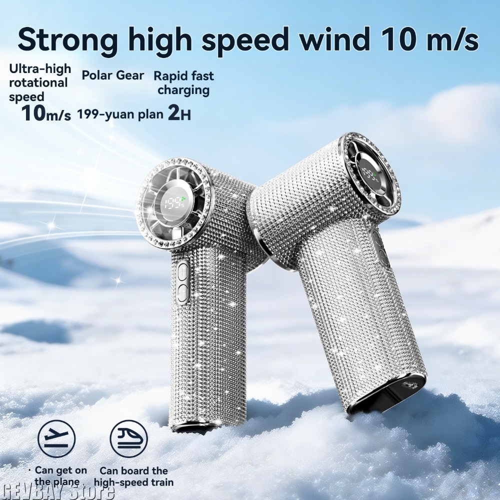 199段階風量調整可能な携帯扇風機、ダイヤモンド装飾の強風ア - Travel Accessories Inc のレビューと価格