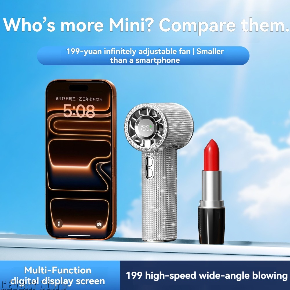 199段階風量調整可能な携帯扇風機、ダイヤモンド装飾の強風ア - Travel Accessories Inc のレビューと価格