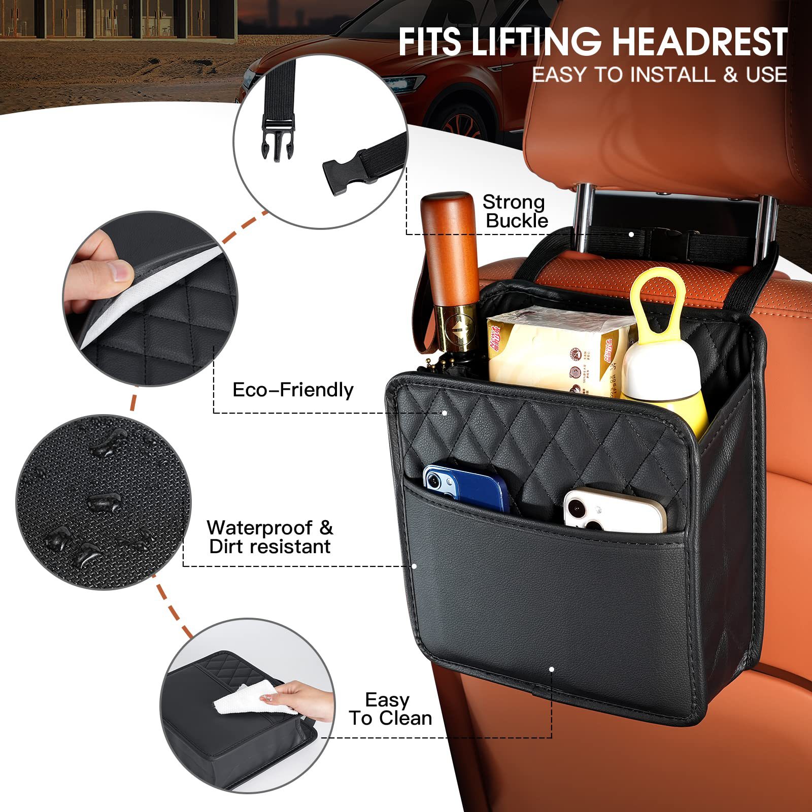 吊り下げ式収納ポケット 車用後部座席 カーシートバックオーガ - Travel Accessories In Car のレビューと価格