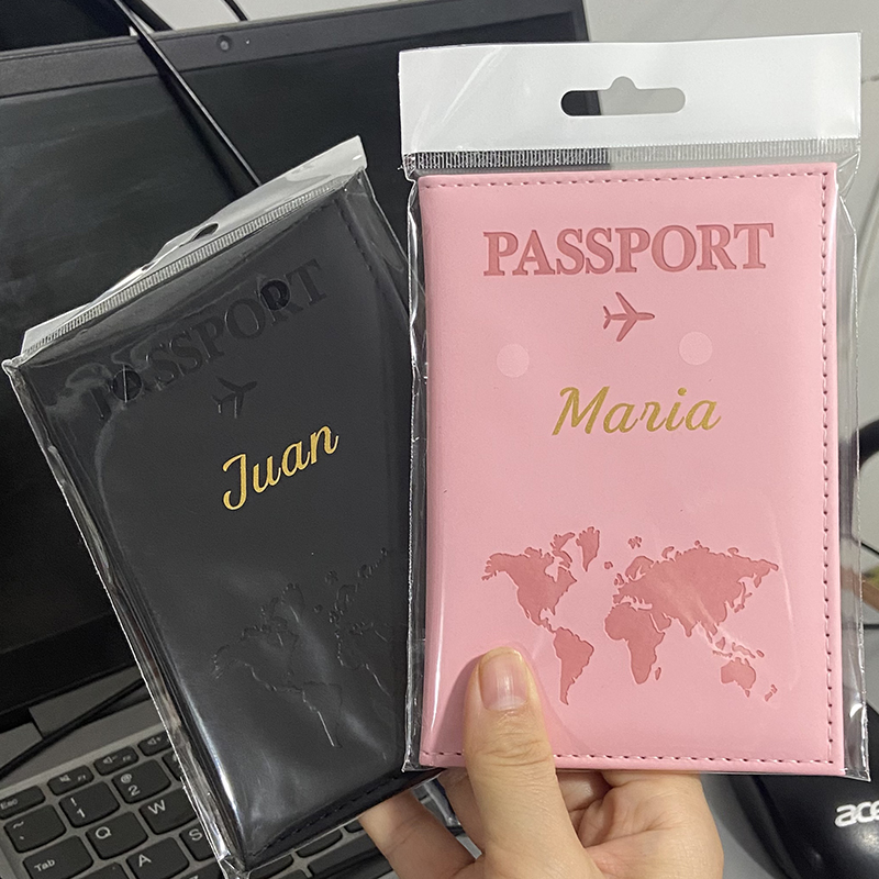 カスタムゴールドカラー名パスポートカバー旅行財布男性女性カス - Travel Accessories Passport Holder のレビューと価格