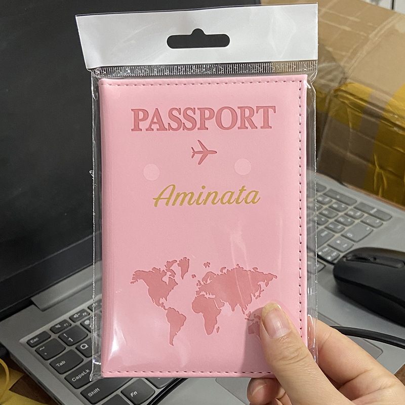 カスタムゴールドカラー名パスポートカバー旅行財布男性女性カス - Travel Accessories Passport Holder のレビューと価格