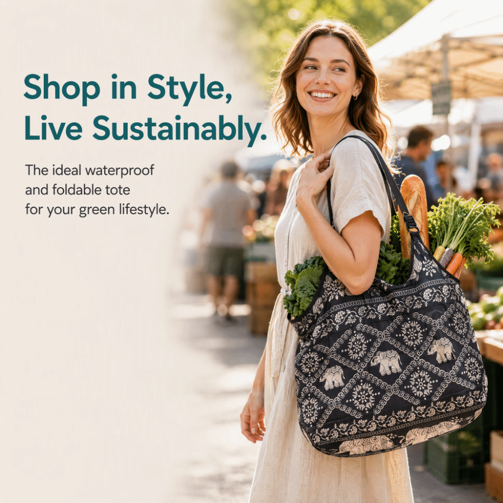 日本製大容量ショッピングバッグ、ハンドル付き、防水、折りたた - Travel Accessories Market のレビューと価格