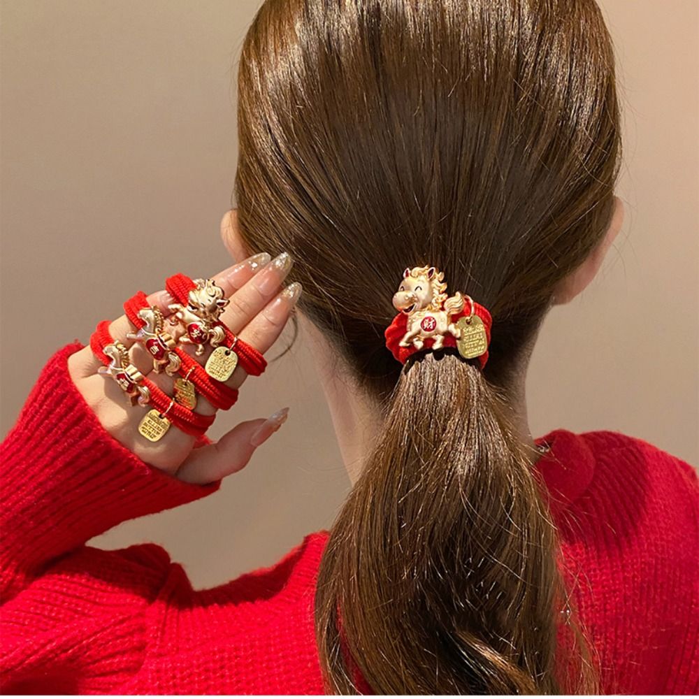 ファッションレッドロープ新年赤いヘアロープ合金2026年馬年 - Travel Accessories Girls のレビューと価格