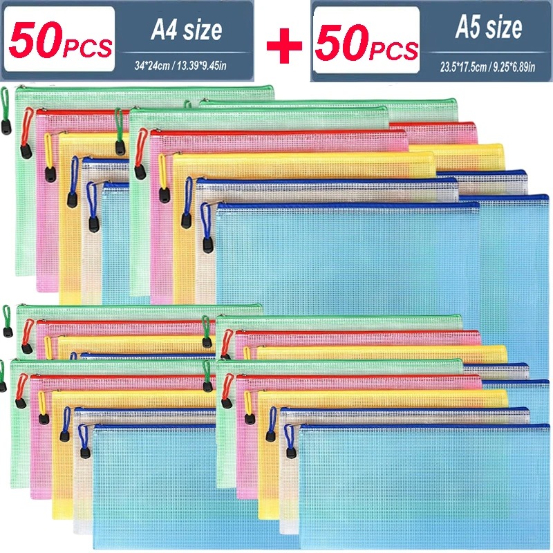 5/20/50/100PC 文具収納袋フォルダーファイルメッ - Reusable Zip Bag のレビューと価格